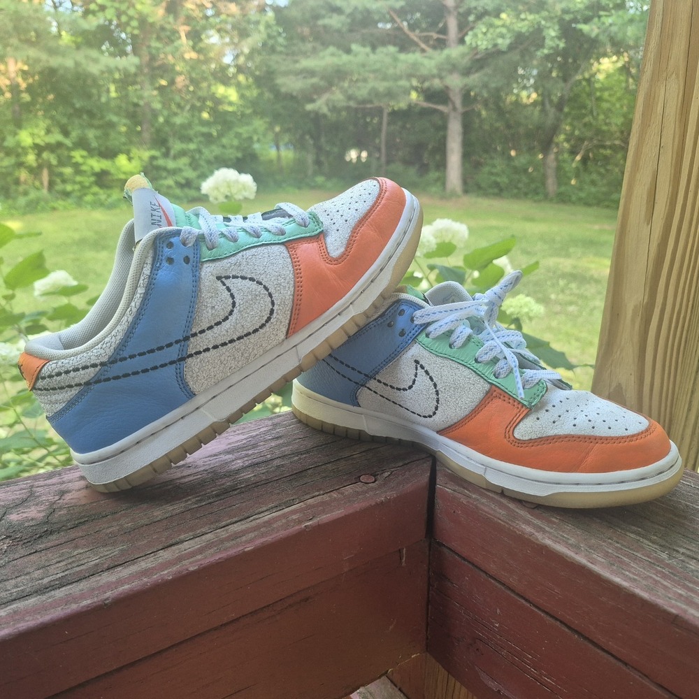 Nike Dunk Low GS Youth Size 5.5 DX3363-100 Blue White Orange - Picture 4 of 6